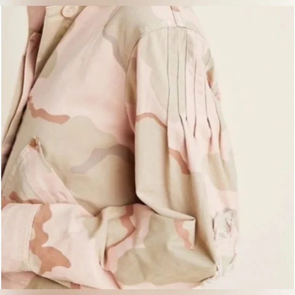 Anthropologie Pink and Green Camo Utility Jacket - Picture 3 of 9